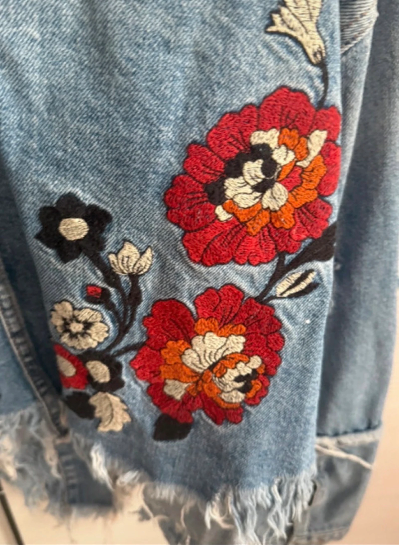 Embroidered floral Trafaluc Zara S denim jacket – photo 6